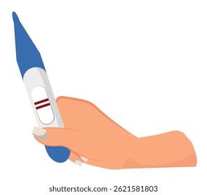 positive pregnancy test with female hand.