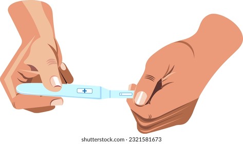 Positive pregnancy test in female hands Vector