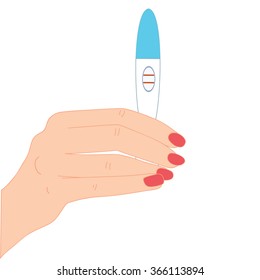 Positive pregnancy test in hand