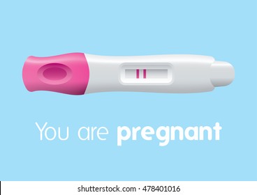 Positive pregnancy test isolated flat design, vector illustration