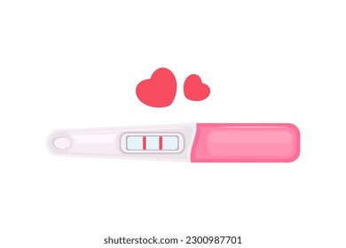 Positive pregnancy test. Vector color illustration.