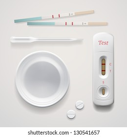 Positive pregnancy tests set, isolated on white background.