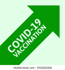 Positiver Fortschritt bei der Covid-19-Impfung. Graph Pfeil der Koronavirus-Impfung steigt. Die Zahl der geimpften Personen nimmt zu. Vektorgrafik, flaches Design, isolierter Hintergrund.