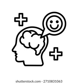 Ilustração Vetorial de Linha de Ícone Psicológico Positivo