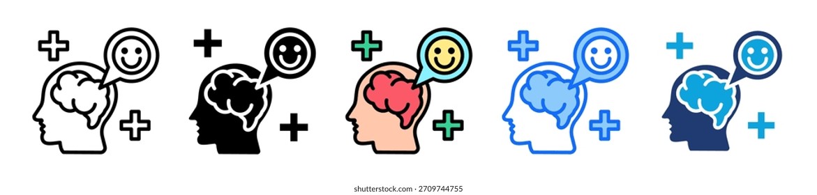 Positive psychologische Icon Set Multiple Style Collection Vektorgrafik