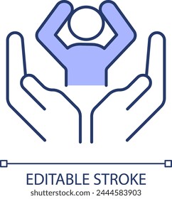 Positive psychology RGB color icon. Psychosocial support, assistance. Consoling social services. Mental healthcare. Isolated vector illustration. Simple filled line drawing. Editable stroke
