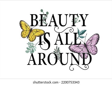 positive quote butterfly hand drawn