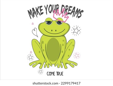 positive quote frog vector hand drawn princess prince king crown star heart 