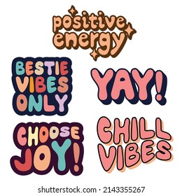 Positive quotes lettering set retro sticker pack - Motivational retro sticker pack