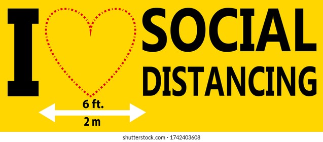 Positive quotes I love social distancing with heart vector. Hand drawn social distance card with heart route fashion style T shirt, stationary, mug social media, banner, wall art, corona, covid-19