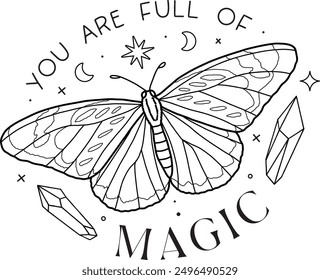 Positive Quotes Monoline Butterflies Design