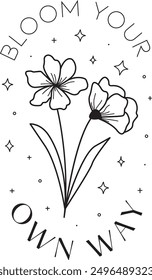 Positive Quotes Monoline Flower Designs