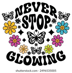 Positive Quotes Retro Groovy Sticker Set