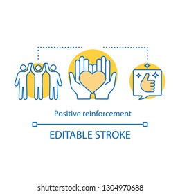 Positive Reinforcement Concept Icon. Giving Praise Idea Thin Line Illustration. Positive Feedback. Friendliness. Employee Satisfaction. Vector Isolated Outline Drawing. Editable Stroke