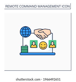 Positive relationships color icon. Non-toxic workspace.Employees psychological comfort. Friendly atmosphere. Remote management concept.Isolated vector illustration