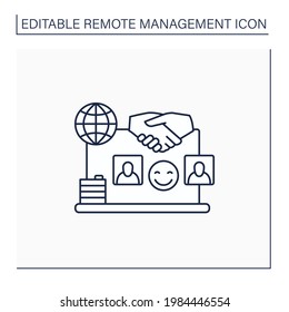 Positive relationships line icon. Non-toxic workspace.Employees psychological comfort. Friendly atmosphere. Remote management concept.Isolated vector illustration. Editable stroke