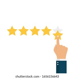 Positive Review. Businessman Hand Give Five Star Rating.