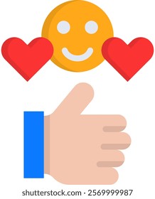 Positive Review Icon Flat Vector Illustration