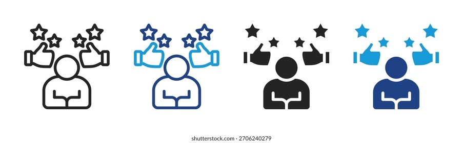 Positive Review icon set multiple style collection