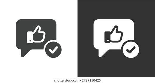Icono de revisión positiva. Icono de la serie de glifos sólidos