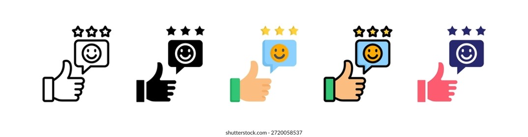 Opinión Positiva Conjunto De Iconos De Estilo Múltiple Colección..