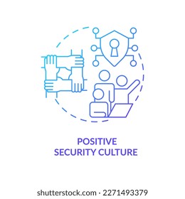 Icono de concepto de degradado azul de la referencia cultural de seguridad positiva. Ayuden a las víctimas cibernéticas. Ilustración de líneas delgadas de la idea abstracta de la educación sobre ciberseguridad. Dibujo de contorno aislado. Se usa una fuente Myriad Pro-Bold