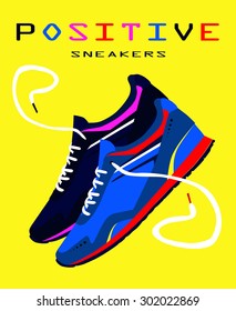 Positive shoes. Vector Illustration