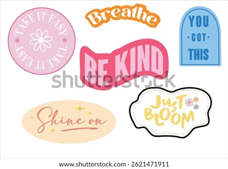 positive slogan stickers vector and wallpaper .Name and Address, Tag, Sticker for Child Clothes and School labels Name tags, Stickers for girls, pupil notebooks,workbooks etc