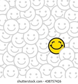 Positive smile faces abstract background. Smiling emoticons