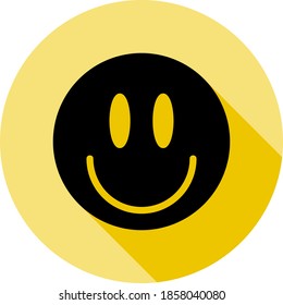 icono de sonrisa positiva en estilo de sombra larga