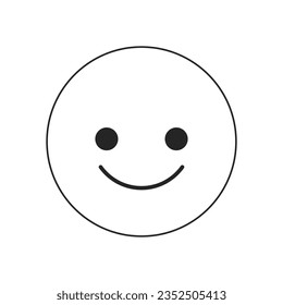 Positive smiling emoticon flat monochrome isolated vector object. Editable black and white line art drawing. Simple outline spot illustration for web graphic design