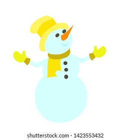 positive snowman, symbol of winter and new year sketch