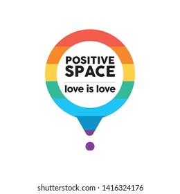 Positive space Gay Location icon. Rainbow flag