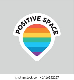 Positive space Gay Location icon. Rainbow flag