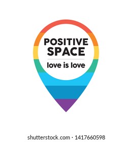 Positive space Gay Location icon. Rainbow flag