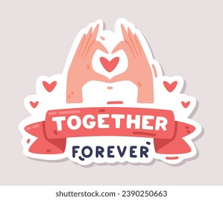Positive Sticker Design with Hand and Saying Vector Illustration