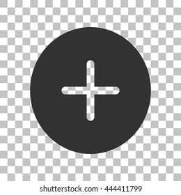 Positive symbol plus sign. Dark gray icon on transparent background.