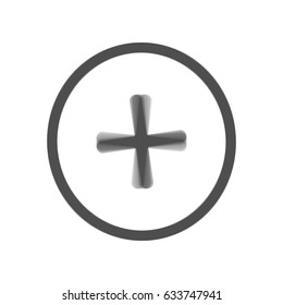 Positive symbol plus sign. Vector. Gray icon shaked at white background.