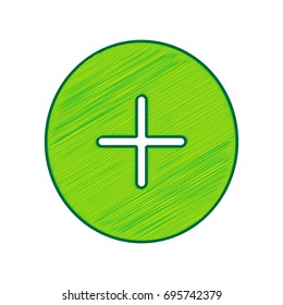 Positive symbol plus sign. Vector. Lemon scribble icon on white background. Isolated