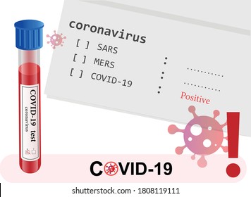 Positive test result for COVID-19. Vector illustration for warning of the possibilities of the disease.