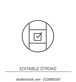  Positive test result line icon. Covid19 rapid diagnostic test . Flu, coronavirus diagnostics equipment. Testing virus concept. Isolated vector illustration. Editable stroke