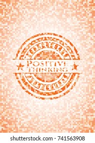 Positive Thinking abstract emblem, orange mosaic background