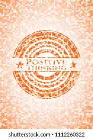 Positive Thinking abstract orange mosaic emblem
