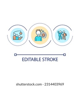 Positive thinking advantages loop concept icon. Motivation for everyday life. Self confidence abstract idea thin line illustration. Isolated outline drawing. Editable stroke. Arial font used