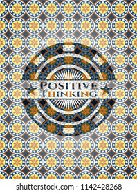 Positive Thinking arabesque emblem. arabic decoration.
