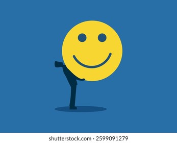 Positive thinking, bbusinessmen holding happiness