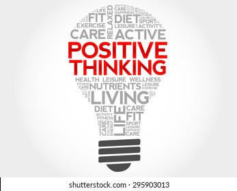 Positive Thinking Bulb Word Cloud, Health Concept