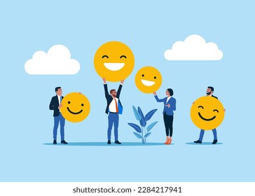 Positive thinking business people. Modern vector illustration in flat style