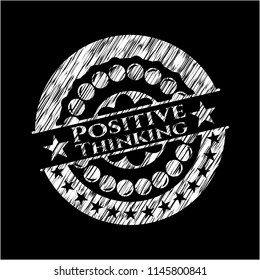 Positive Thinking chalkboard emblem on black board