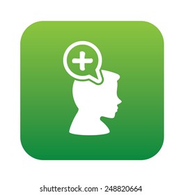 Positive thinking design on green flat button,clean vector
